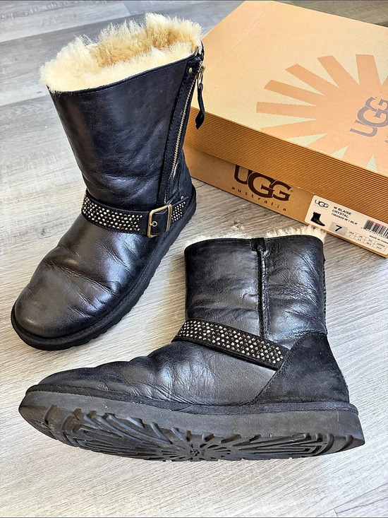 UGG Shoes - UGG W Blaise Crystal Studded Leather Boots Black US 7